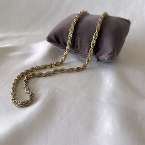 Vintage Gold Tone Rope Chain 24” Thick 3MM Necklace